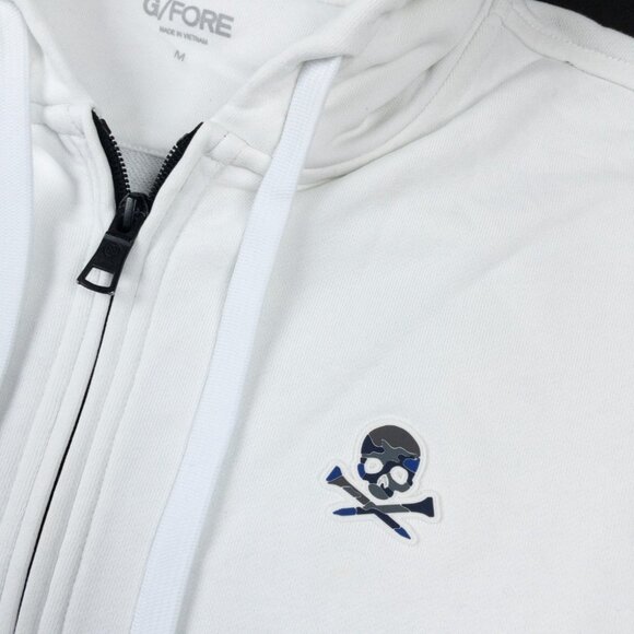 G/Fore Skull Logo Hoodie Men's Medium Full Zip White Golf Activewear Sweatshirt - Picture 5 of 14